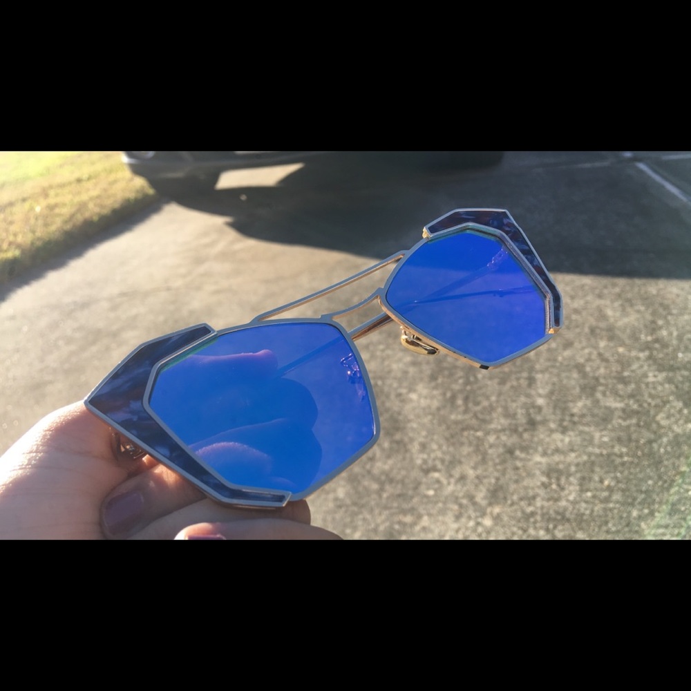 Blue tinted sunglasses